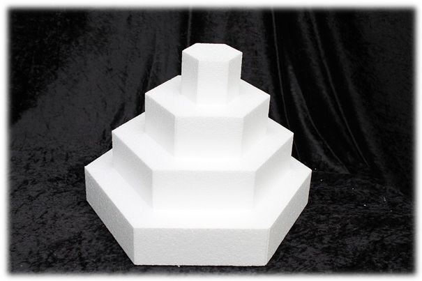 Hexagon cake dummies with straight edges of 7 cm high